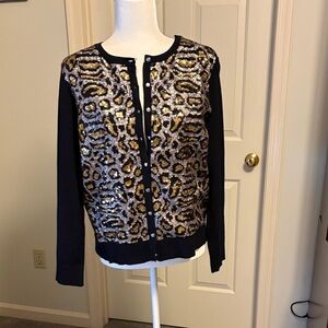 JM Collection Black and Gold Sequin Cardigan